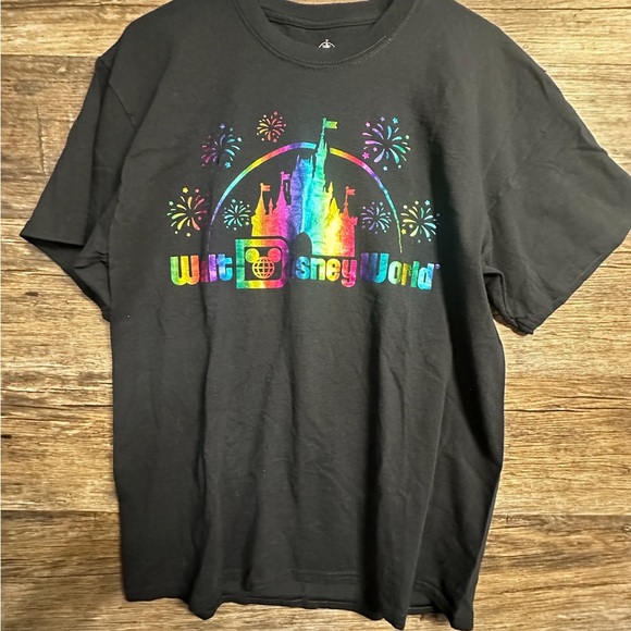Walt Disney World Black Tee with Colorful Castle Design - Picture 1 of 4